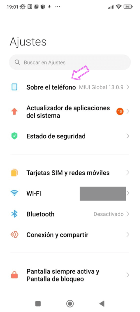 Saber dirección IP móvil Android paso 2