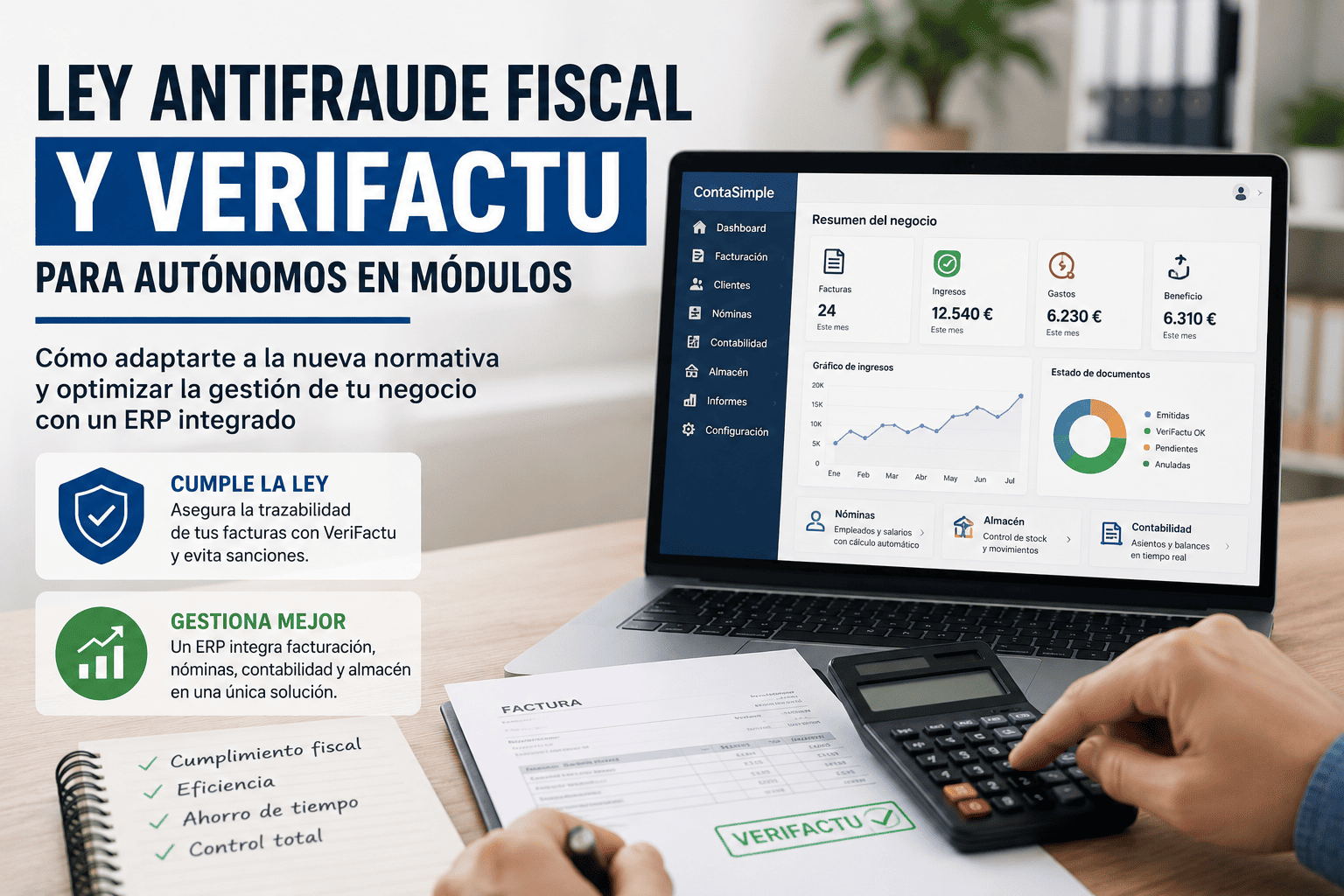 Ley Antifraude fiscal y VeriFactu para autónomos en módulos